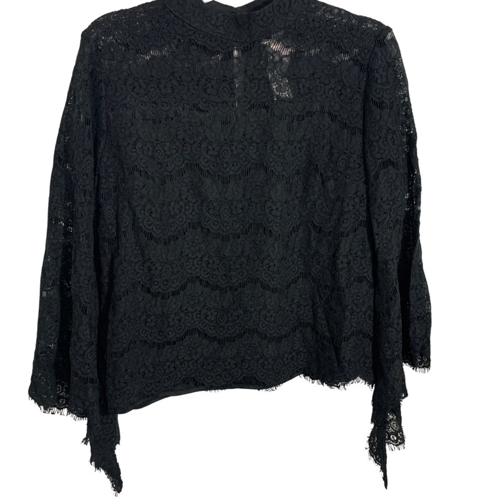 New York & Company Black Lace Bell Sleeve Blouse Size Small